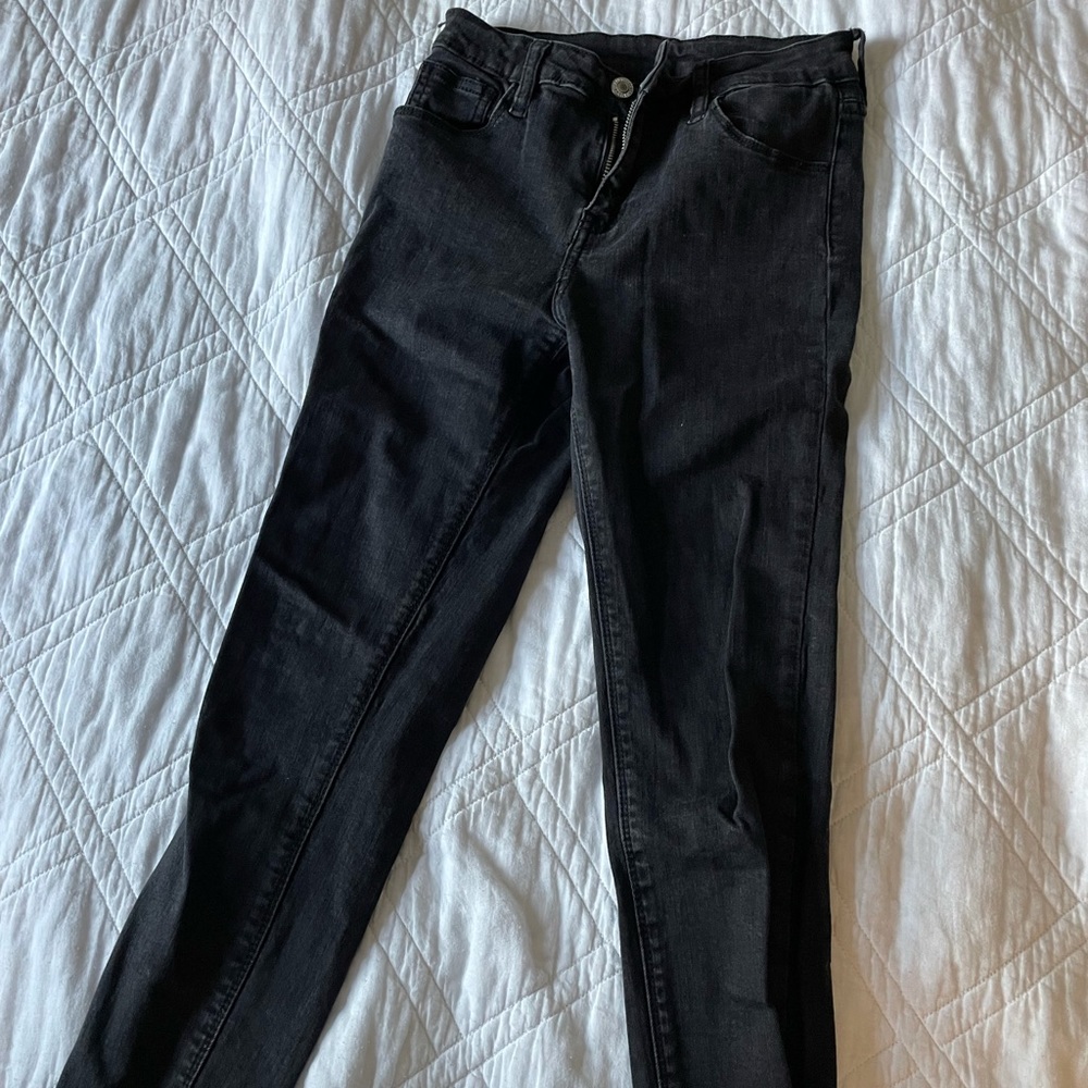 Black raw hem jeans